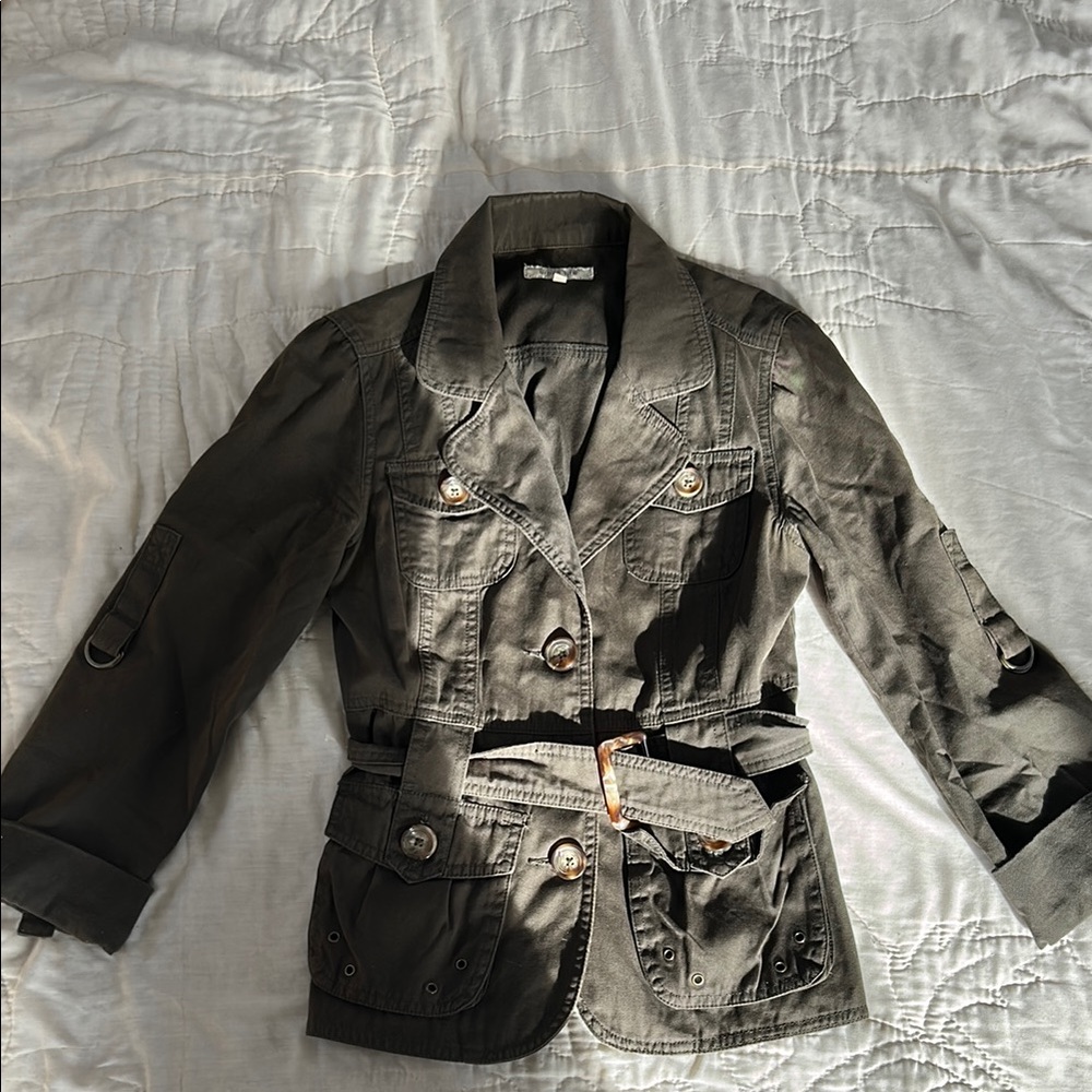 Women's Olive Green Belted Jacket